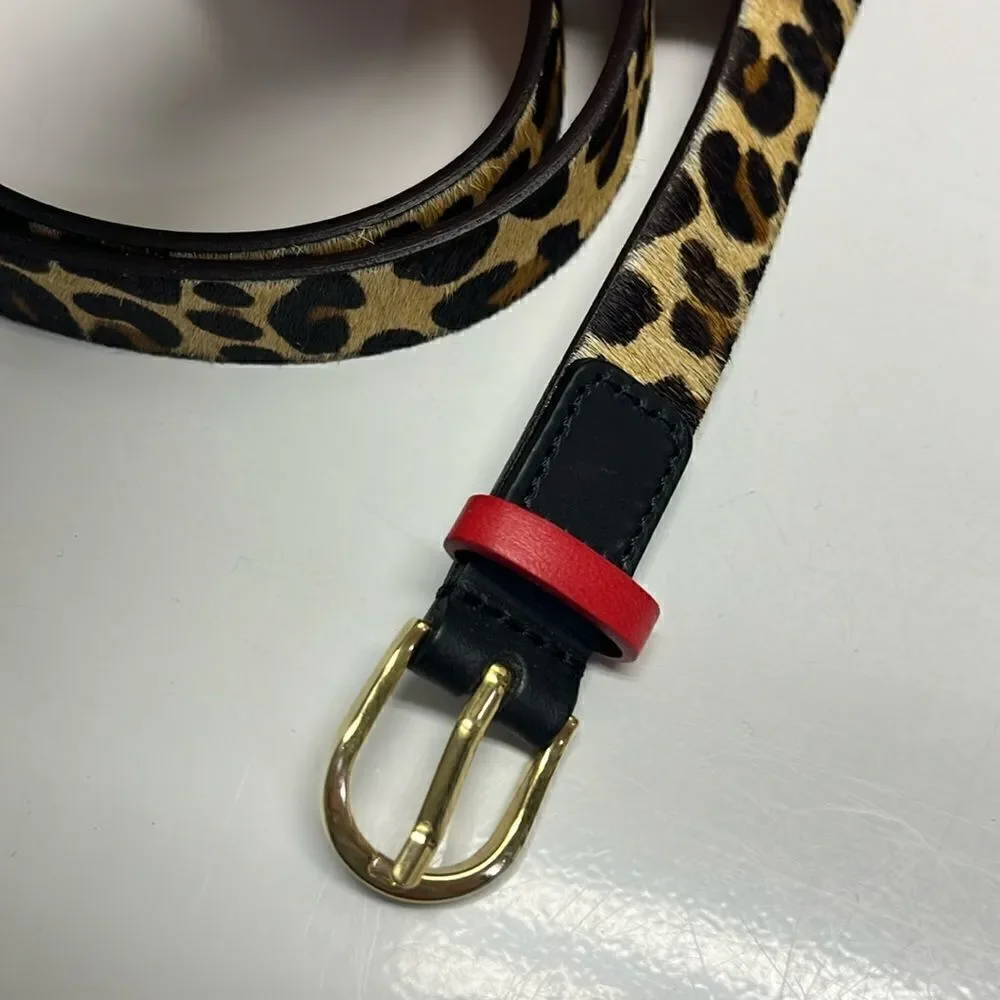 Royal Albartross Women’s Leopard Animal Print Hair Textured Adjustable Belt Med